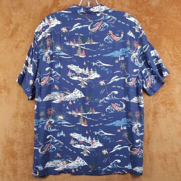 FAHERTY Camp Shirt Mens Small Navy Button Up Short Sleeve Sea to Ski $158 - Picture 4 of 7